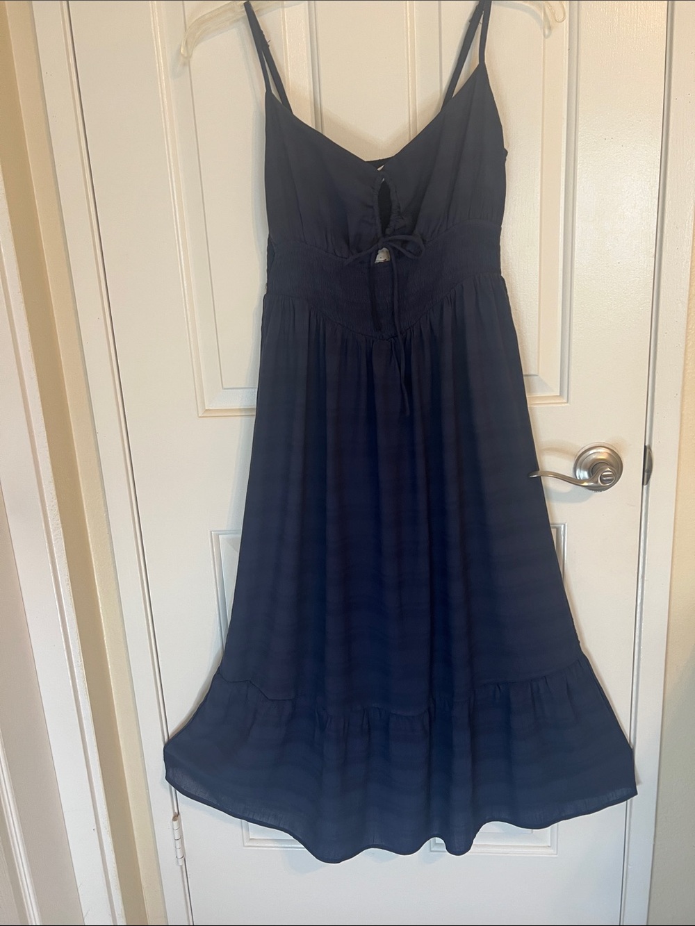 Hippie Rose Navy Blue Sleeveless Maxi Dress with Tie-Front